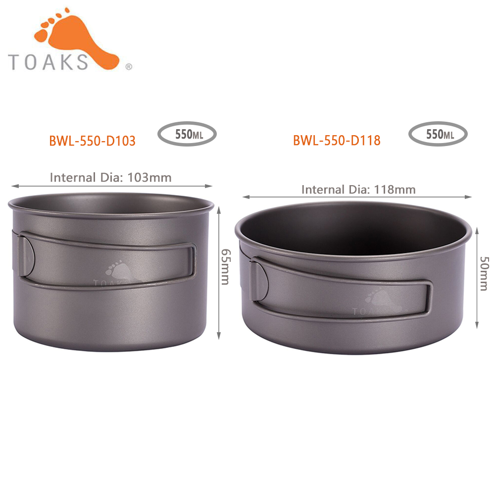 Camping Cooking Books - TOAKS BWL-550 Camping Titanium Bowl with