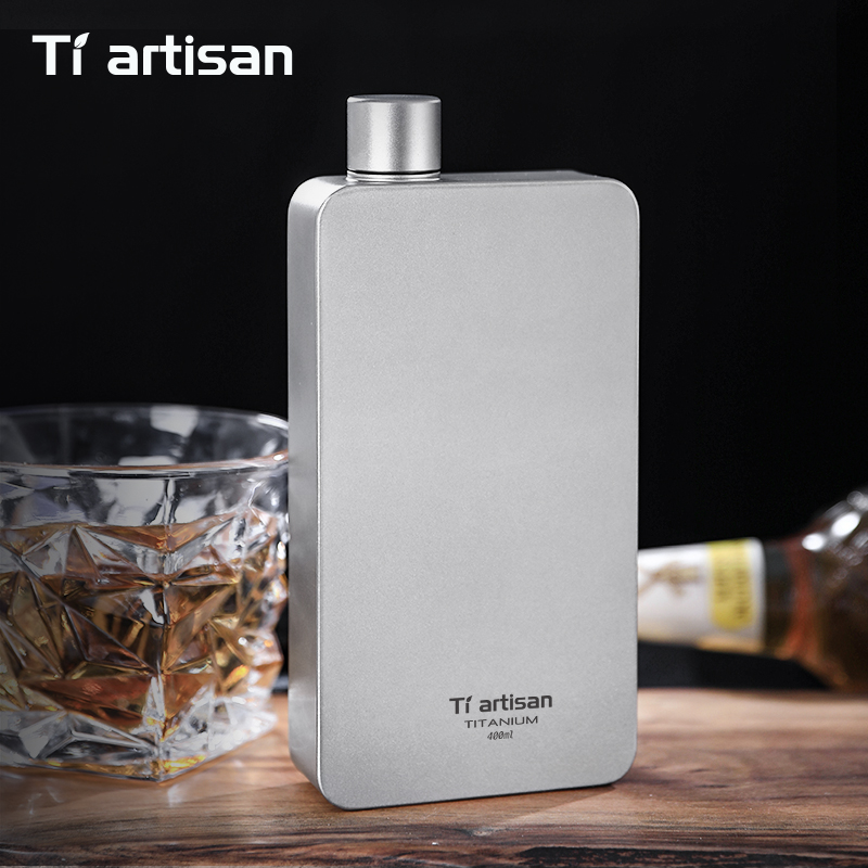 Camping Cooking Gear - Tiartisan 400ML Titanium Hip Flask Whiskey