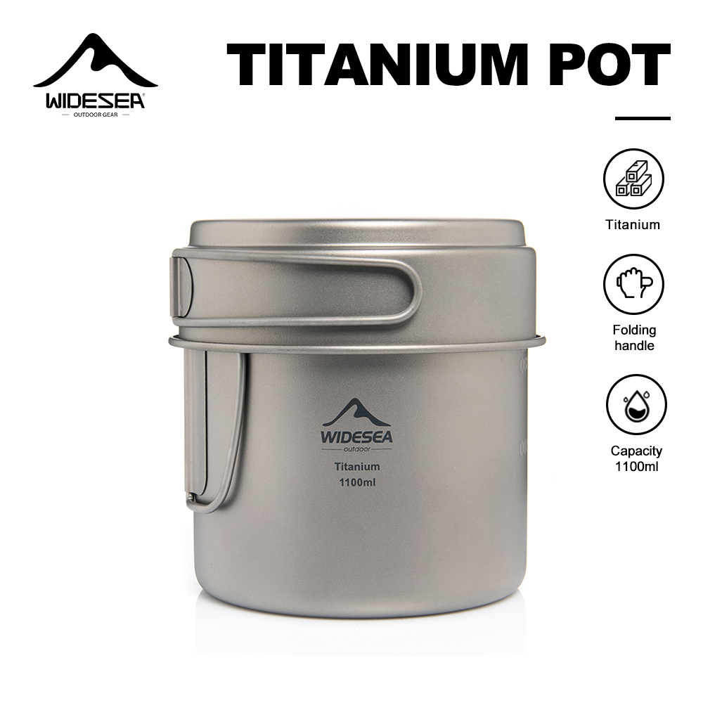 Camping Cooking Books - Widesea Ultralight Titanium Camping Pot 1100ml