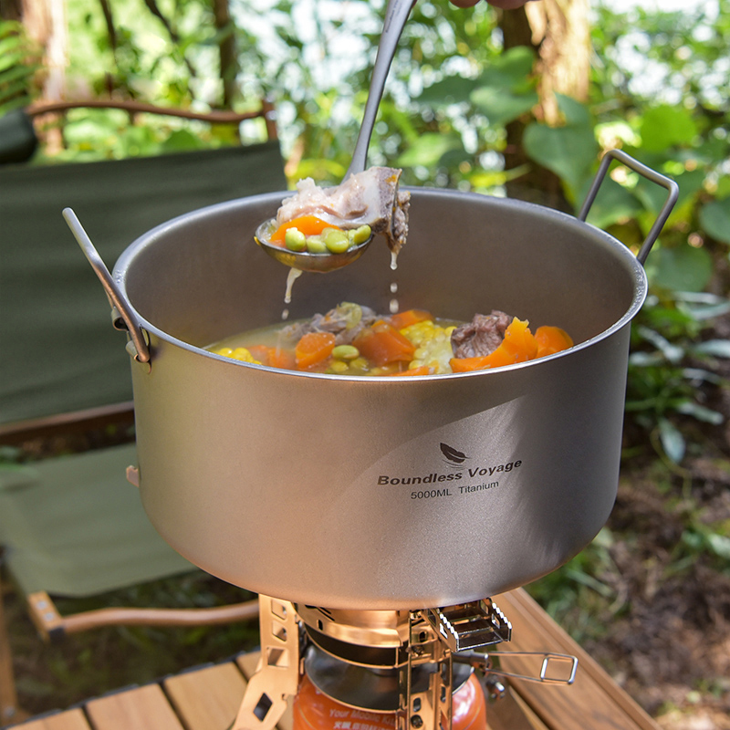 Camping Cooking Books - Boundless Voyage Titanium Pot 5.0L Portable