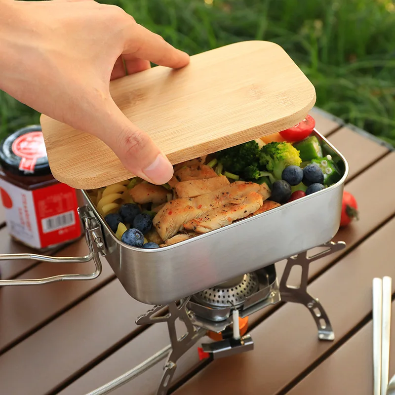 Camping Cooking Container - 304 Stainless Steel Lunch Box Portable
