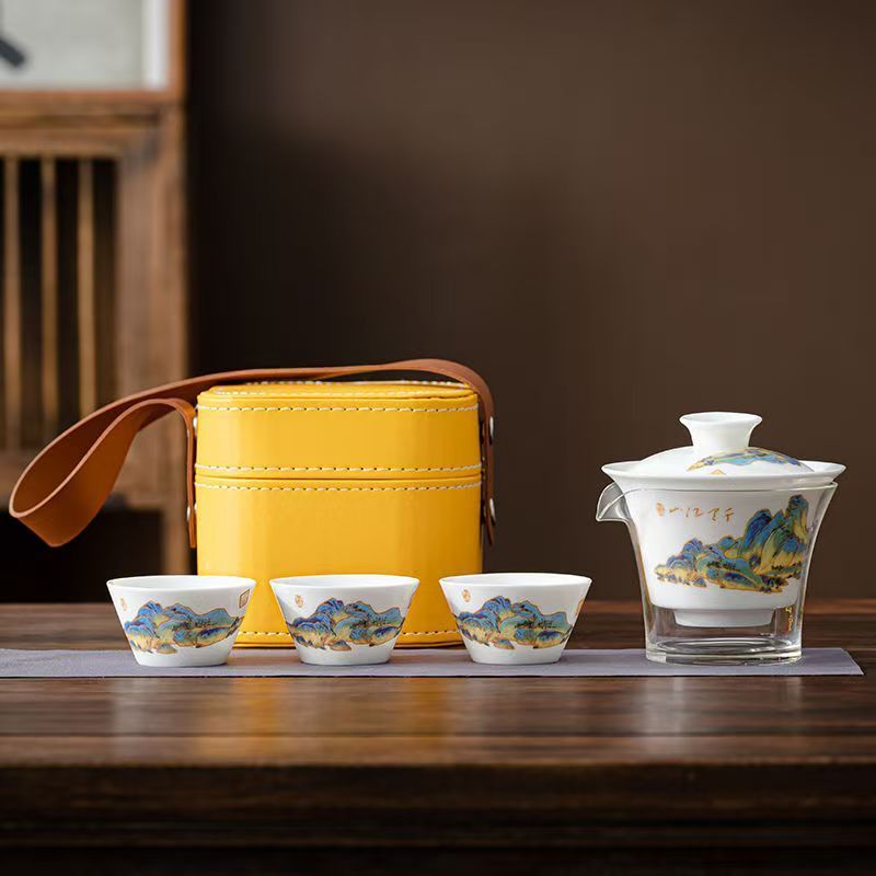 Camping Cooking Can - Travel Jade White Porcelain Tea Set,