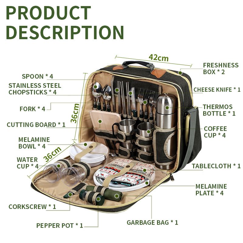 Portable Luxury Camping Picnic - огляд і ціна Camping Cooking Set For 4