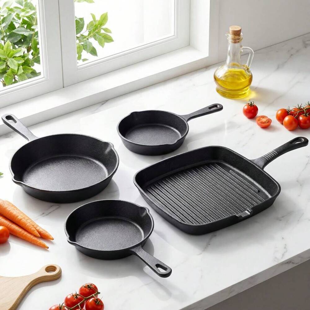 4-Piece Cast Iron Cookware Set - огляд і ціна Camping Cooking Set For 4