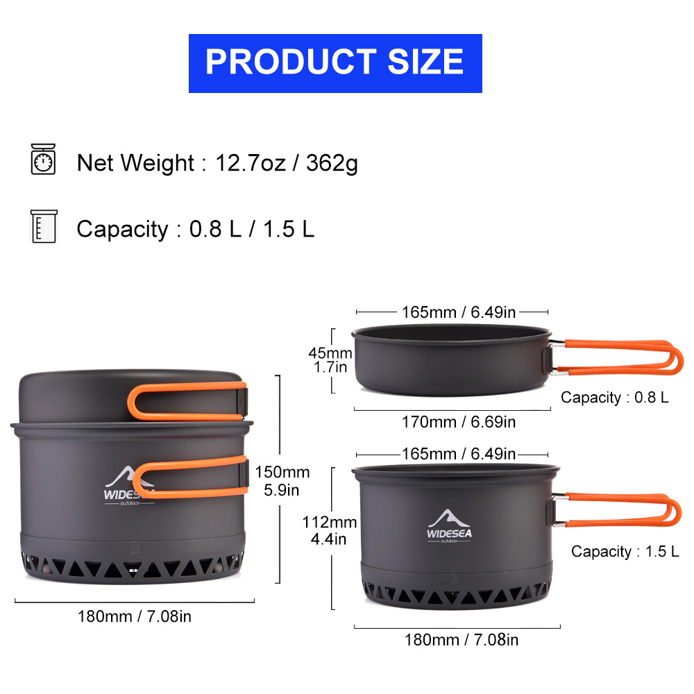 Widesea Camping Pot 1.3L 2.3L  - огляд і ціна Camping Cooking Bundle