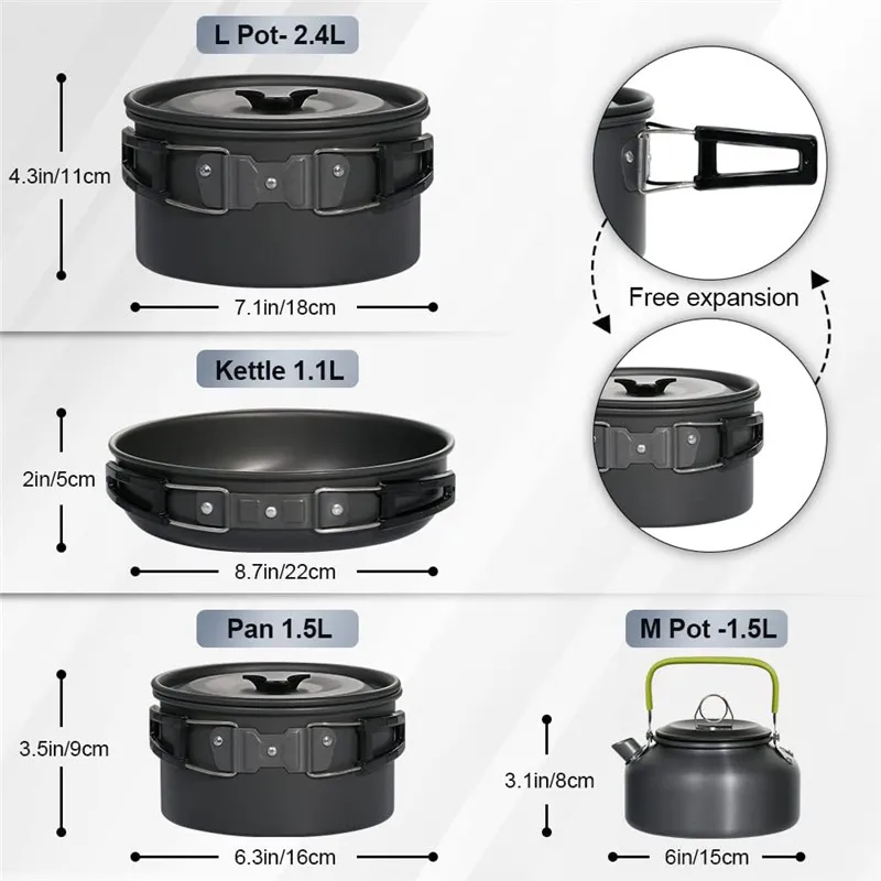 Portable Camping Cookware Set  - огляд і ціна Camping Cooking Set For 4