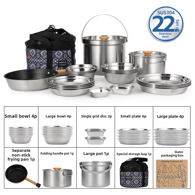 NOBANA Newest Outdoor Stainles - огляд і ціна Camping Cooking Kitchen Set