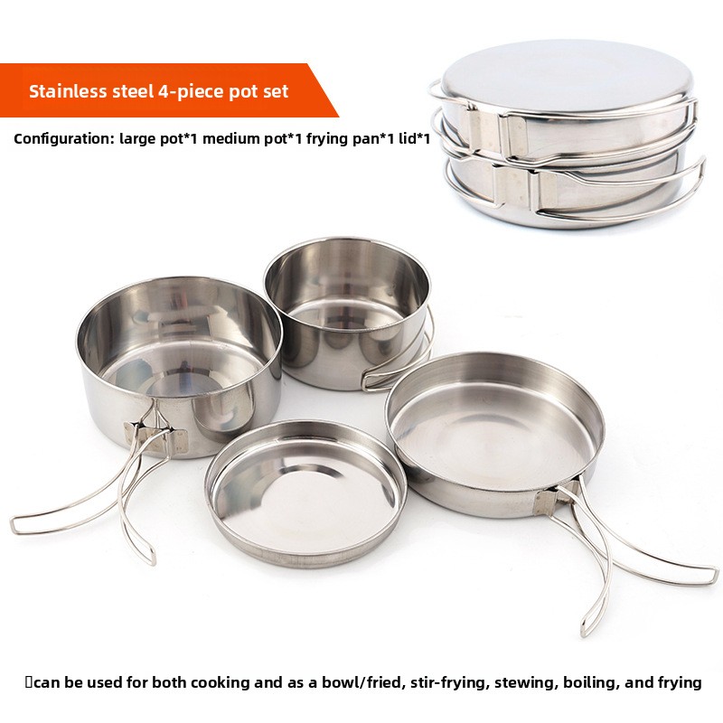 CLS 4-Piece Stainless Steel Ca - огляд і ціна Camping Cooking Set For 4
